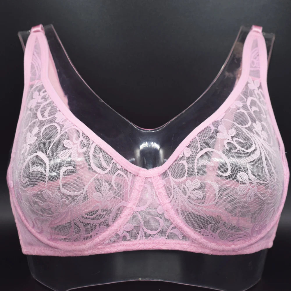 Plus Size Bras For Womens Underwear Underwired Lace Hollow Out Bra Embroidery Sexy Lingerie Brassiere BH Tops 5 Colors