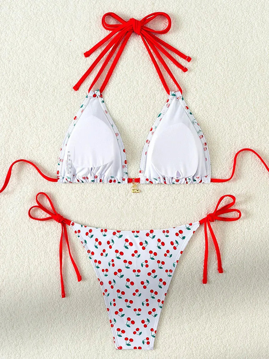 Strawberry Designer Bikini Women White Contrast Bikin Micro Swimsuit Two Pieces Bikini Set Brazilian Bathing Suit Thong Swimwear