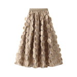Women Tulle Tutu Skirt Solid Color 3D Dot Elastic Mesh Fairy A-Line Skirt for Beach Party Streetwear