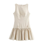 Foridol Bowknot Pleated Tank Short Dress for Women Sleeveless Casual Party Short Dress Female Casual Autumn Winter Dress