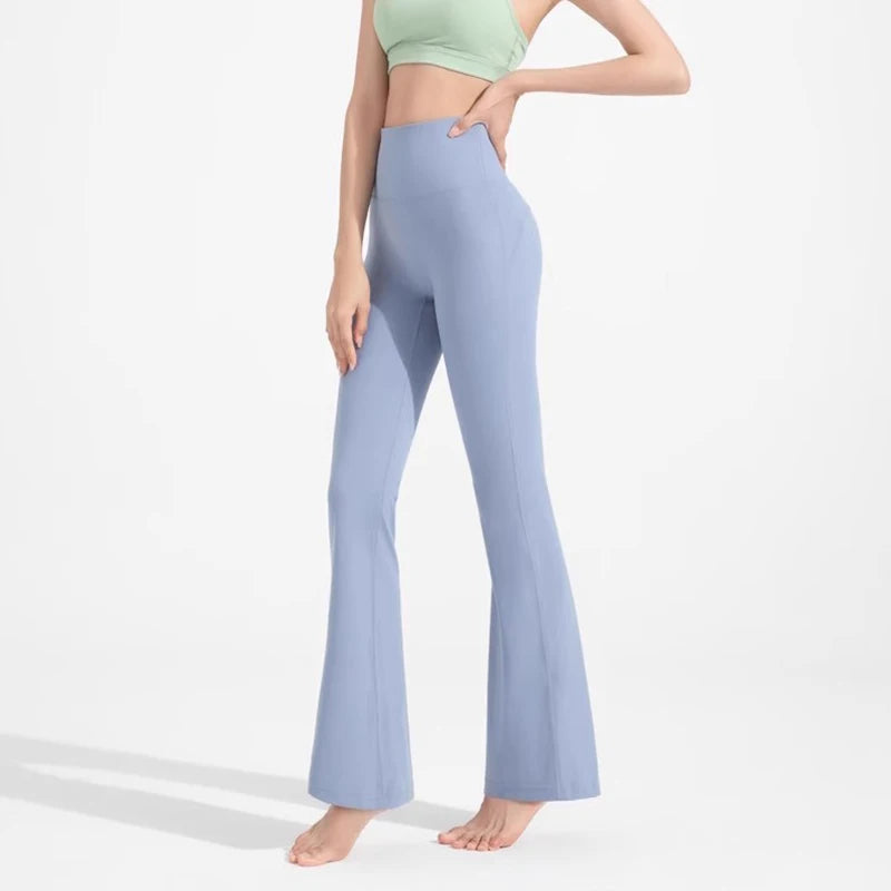 High-Waisted Flared Yoga Fitness Pants Women's Nude Sports Hip Lifting Fitness Trousers