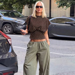 FDYOUI Women's O-neck Polka Dot T-shirt 2026 Summer O-neck Drop-sleeve Tunics Tops Fashion Loose Corset Tee Shirts Female Top