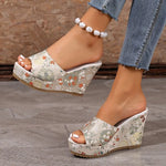 2026 Women's Embroidered Slippers Autumn New Round Toe Open ToeHeel Shoes
