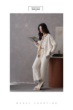 Women's Autumn and Winter Pajamas 3-Piece Set Soft and Half Velvet Thickened and Warm