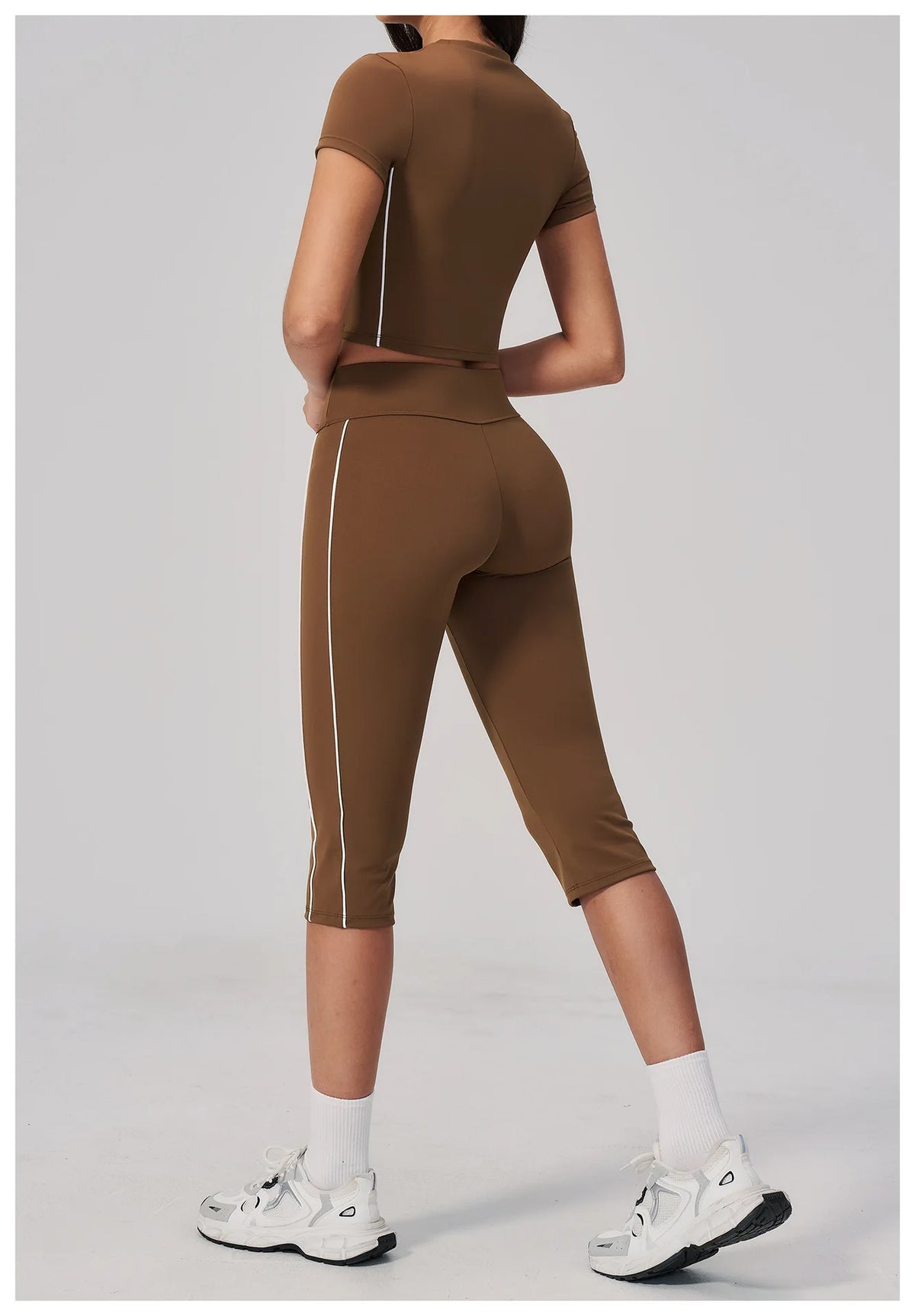 Color Blocked Yoga Suit Women Tracksuit Short Sleeve Shock-absorbing Sports T Shirts High Waist Pants Gym Running Fitness Suits