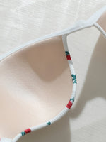 3-Pack Everyday Sweet Women's Bras Simple Solid Color Floral Print Thin Cup Patchwork Ribbed Push-Up Bra with Underwire Bra