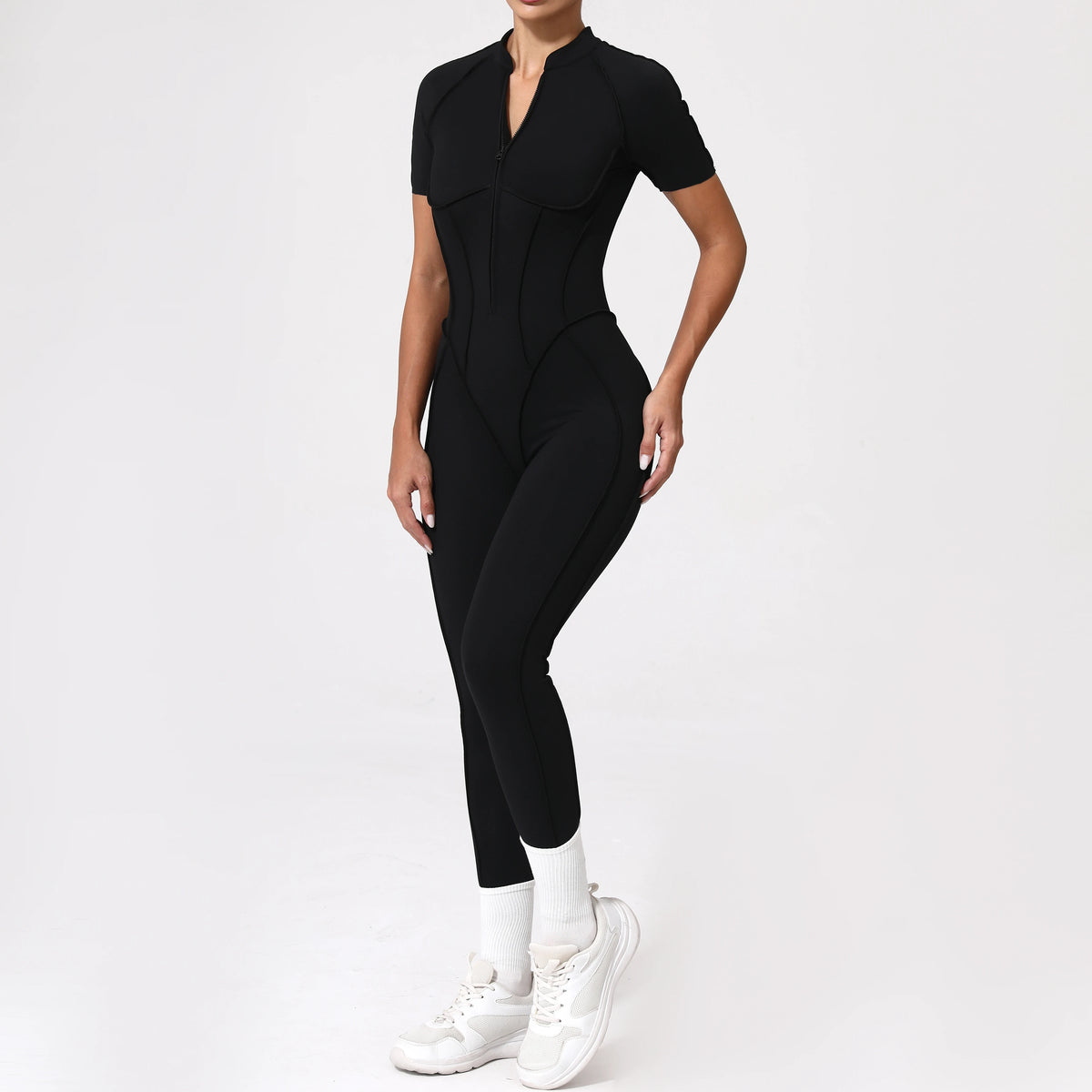 With Zipper Hollow Back Yoga Jumpsuit Sportswear Women Gym Clothes Running Fitness Yoga Backless Bodysuit