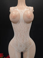 Pink Sexy Lingerie Mesh Bodystockings Teddy Crotchless Fishnet Hollow Open Bra Underwear Erotic Clothing Sexy Lace Bodysuit