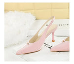 BIGTREE Shoes Sweet Metal Decoration Women Pumps Pointed High Heels silks satins heeled Sandals Women Summer Shoes Stiletto 8 cm