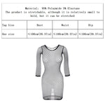 1PC Women Sexy Fishnet Beach Cover Up Long Sleeves Hollow Out Bodycon Dress See Through Summer Swimwear
