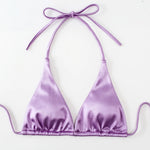 Sexy Satin Halter Brazilian Padded Bikini Female Swimsuit Women Swimwear Two-Pieces Bikini Set Bather Bathing Suit Swim V4966S