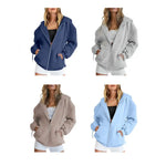 Long Sleeve Oversized Sweatshirt Women Zip Up Hoodies Fall Fleece Jackets with Pockets Casual Workout Outfits
