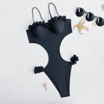 Sexy Ruffled Edge Push Up Swimwear Woman One Piece Swimsuits Cut Out Monokini Bathing Suit Swimming Suit Underwire Bathers Swim