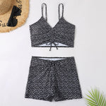 High Waist Bikini Swimsuit Women 2024 Floral Print Swim Suits Drawstring Front Shorts Boxers Swimwear Trunks Pool Bathing Suit