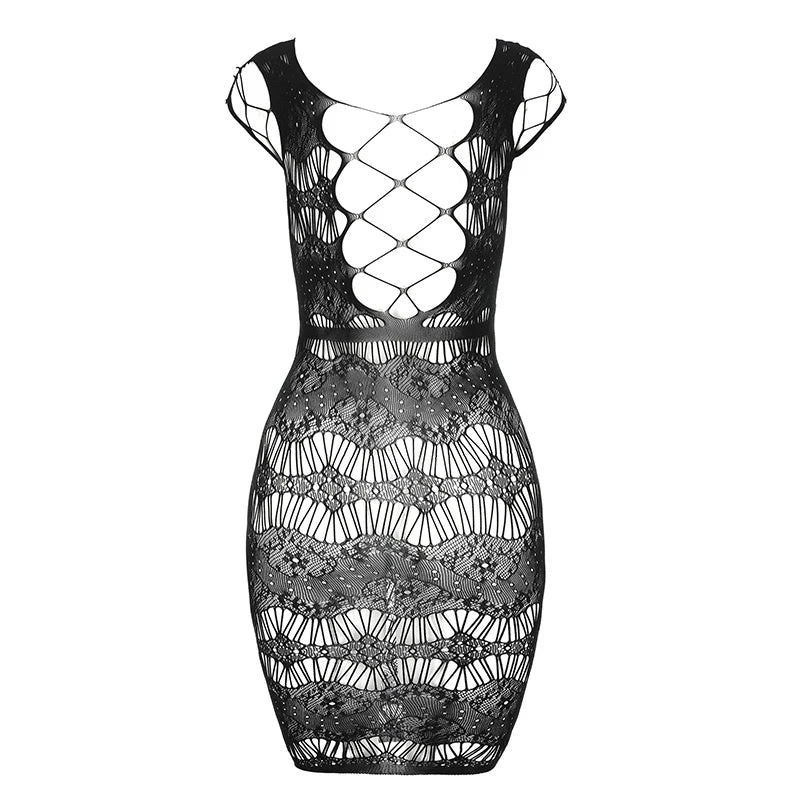 Women Sexy FishnetCover Up, Sheer Bodycon Sleepwear See Through Beachwear Without Bikini