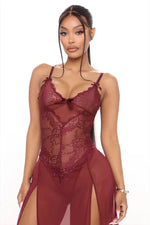 Sexy Long Underwear Dresses for Women Lace SeeThrough Nightgown Erotic Ladies Lingerie Sleepwear Nightgown