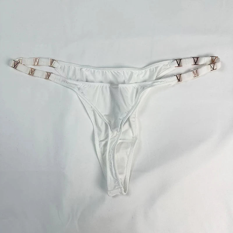 Low Rise Sexy Thong Women Underwear Briefs Seamless Panties Zebra Flower Luxury Metal Buckle G String Bikini Girls Female Panty