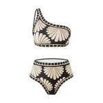 S - XXL Printed Sarong Female Swimsuit High Waist Bikini Women Swimwear Three-pieces Bikini set Bather Bathing Suit Swim V8212