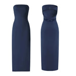 Women Evening Party Long Dress Backless Cut Out Strapless Straight Dress Summer Sexy Elegant Dresses