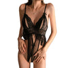 New Crotchless Black Sexy Lingerie Women Lace Hollow Bodysuit Erotic Outfit Teddy Babydoll Dress Deep V Open Bra Porn Underwear