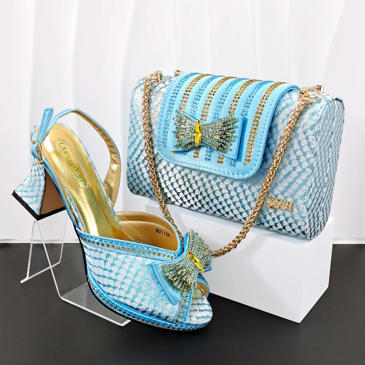 Doershow Italian Shoes And Bag Sets For Evening Party With Stones Italian Leather Handbags Match Bags! HB1-1