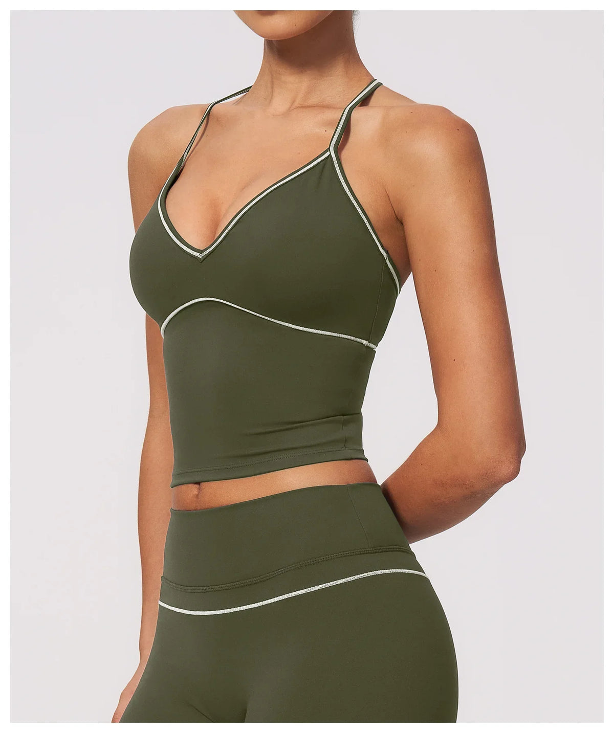 Summer Back I Shaped Sports Bra Sexy Deep V Neck Contrast Color Slimming Yoga Tank Top Outdoor Workout Fitness Gym Running Vest