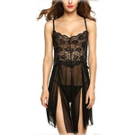 New Sexy Lace Pajamas Women's Nightdress with Thong Suit Mesh Floral Pajamas Sexy Sling Nightdress Sexy Lingerie