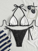 Sexy Purple Polka Dot Print Bikini Set Women Shell Pleate Push Up Bra Bandage Thong Swimsuit 2026 Summer Bathing Suit Swimwear