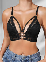1pcs Fashion Sexy Lace Women's Bras Floral Sexy Lingerie No Pad 3/4 Cup Wire-Free Female Underwear Black Breathable Brassiere