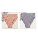 2Pcs/Set Seamless Panties High Waist Briefs Women High Leg Cut Panties Female Underpants Sexy Lingerie Solid Color Underwear S-L