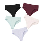 5Pcs/Set High Rise Women Panties Briefs Female Underpants Solid Color Seamless Underwear S-XXXL Sexy Lingerie Intimates