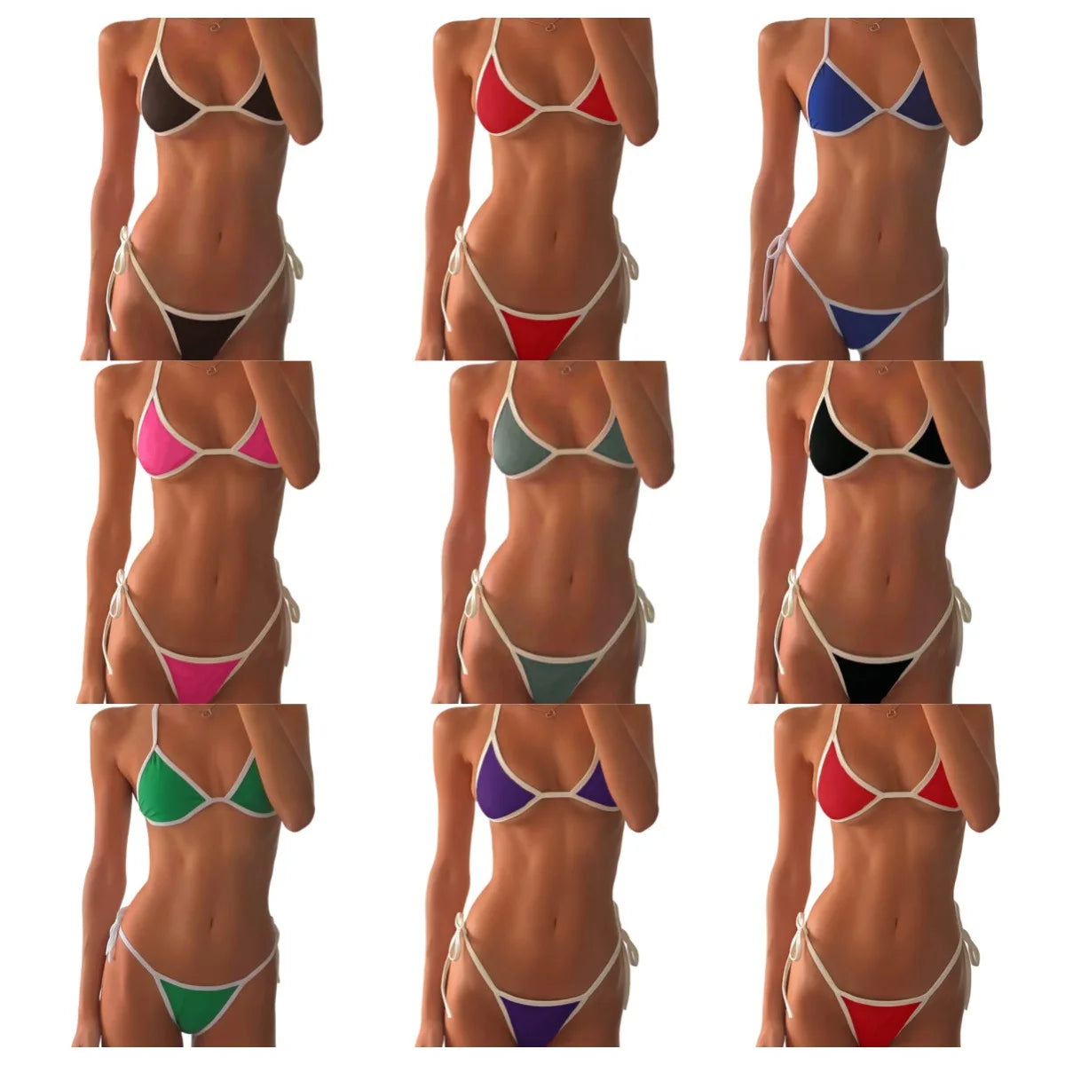 Womens Exotic Sets Sexy Triangle Bikini Extreme Sets Hollow Out Micro Thong Swimsuit Mini G-String Swimwear Lingerie Nightwear