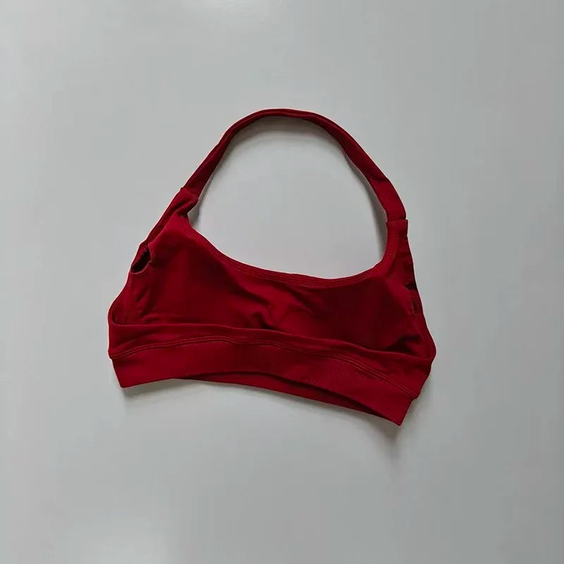 Women's Sexy Backless Yoga Sports Bra Shock-Absorbing Gathered Fitness Bra Beautiful Back Neck Hanging Design