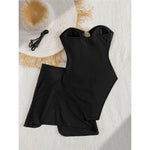 XS - L 6 Colors With Skirt Cut Out Women Swimwear Bandeau Metal Ring Bather Bathing Suit Swim One Piece Swimsuit Female K8108