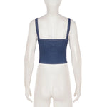 2026 Street style stretch imitation denim camisole V-neck slim fit versatile hot girl top