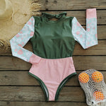 Long Sleeve Swimwear 2024 Surfing Bathing Suit Women Backless Print One Piece Swimsuit Retro Rashguard Monikini Bodysuit