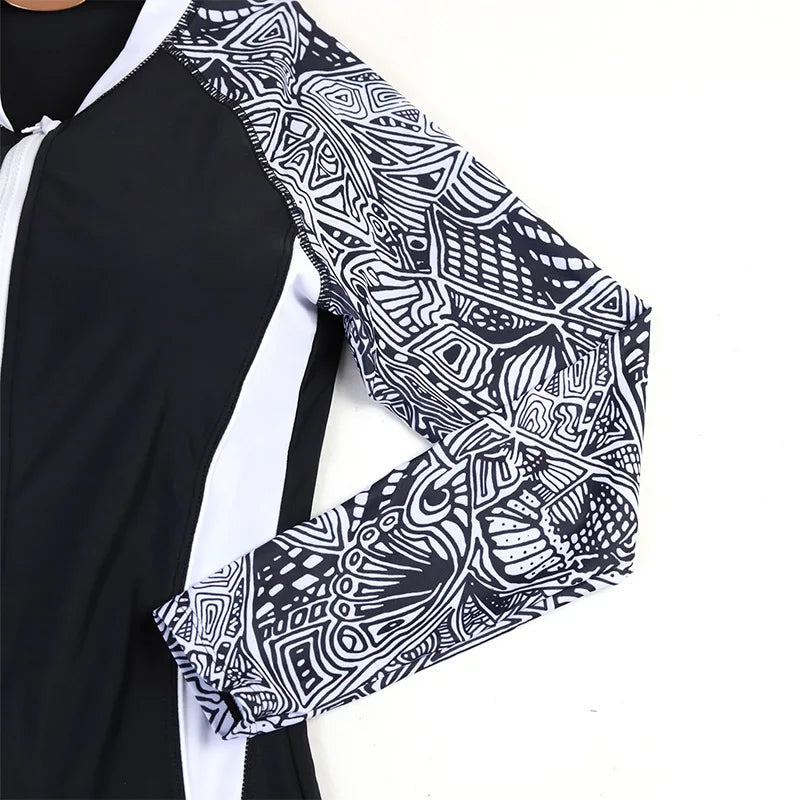 2024 One Piece Surfing Swimsuit Women Rash Guard Sexy Swimming Sport Print Sleeveless Swimwear Monokini Bathing Suit Femme