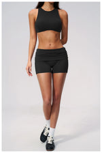 Tight Yoga Clothes Women Speed Drying Shock-absorbing Sports Vest Fitness Suits Outwear Gym Flip Waist Shorts Workout Clothes