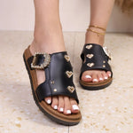 NEW Summer Sandals Women Slippers Platform Leather Fittings Metal Buckle Slippers Female Casual Sandals