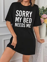 Women's Nightgown Casual Print Nightshirt Polka Dot Short Round-Neck Sleeve Loose Sleepwear Nightdress Summer Pajama