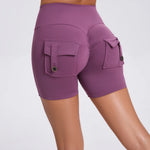 Peach Butt Fitness Shorts Women's Exercise Three-Quarter Pants Cargo Air Dry Pocket Yoga Tight Lift Summer