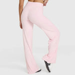 Buttery Soft Cream Yellow Women's Yoga Pants Breathable High Waist Straight-Leg Casual Loose Fit Sports Trousers