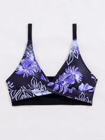 Women's Two-Piece Swimsuit Cross Strap Backless Bikini Floral Print Sports Fit Bodycon Polyester Fabric Swimming Water Sport