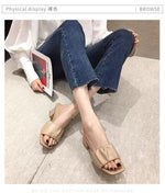 Fashion Strange Style Women Slippers Square Open Toe Slippers Slip on Slides Summers Beach Shoes Woman Heels Zapatillas Mujer