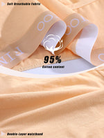 FINETOO 4Pcs Women'sCotton Panties Sexy Breathable Low WaistBriefs Letter Straps Underwear Soft Stretch Comfortable Lingerie