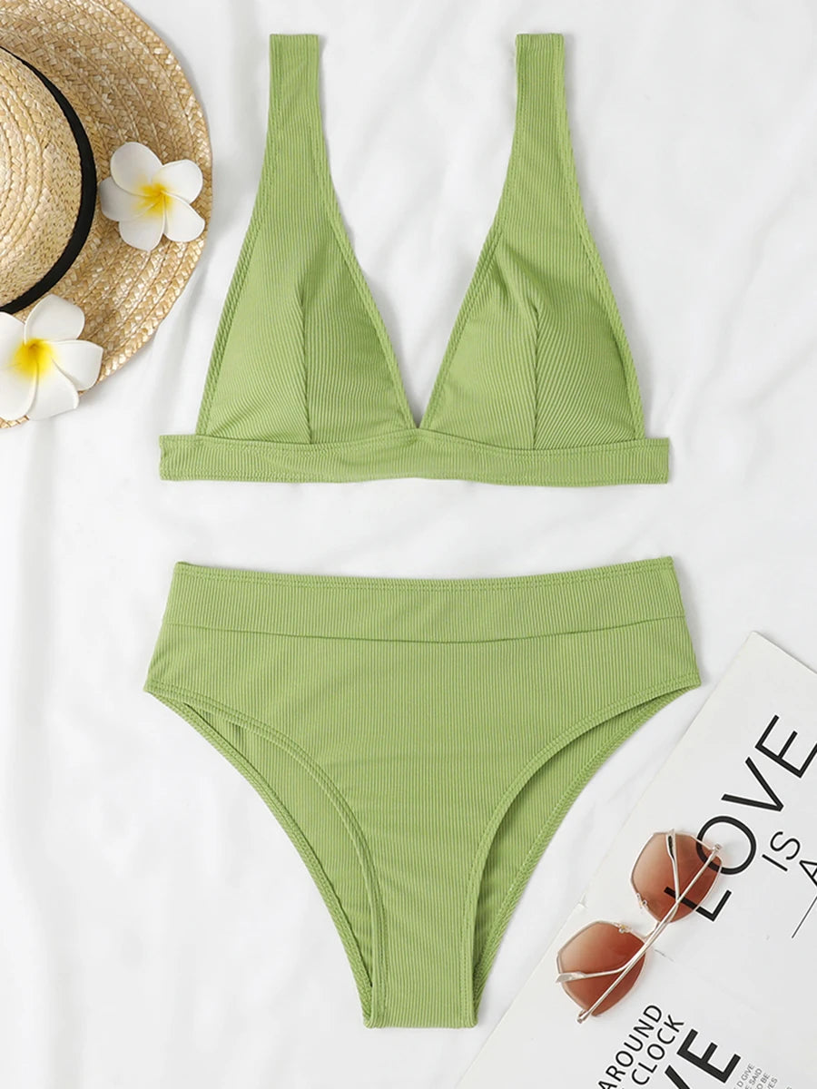 Sexy Bikinis 2025 Women Solid Swimsuit Women Padded Swimwear Female Beachwear Bathers Bathing Swimming Swim Suit