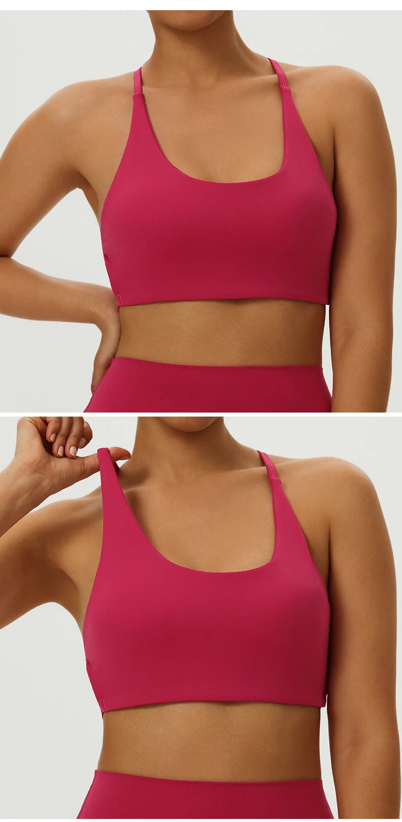 Sexy Soft Fitness Sport Bra Spaghetti Strap Cross Back Hollow Women Top Tight Gym Yoga Underwear Athletic Workout With Chest Pad
