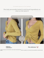 MOYISU Lingerie Women's Small Chest Gathering Summer No Underwire Retraction Breast Anti-sag Flat Bra Cover Underwear Set
