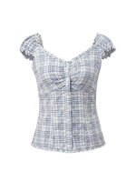 Women Summer Tops and Blouse Short Sleeve Square Neck Button Down Shirts Y2K Retro Casual Daily Streetwear