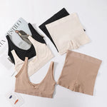Seamless Bra Set Women V Neck Bra Wireless Brassiere Sexy Lingerie Set Soft Shorts Women's Underwear Set Female Comfy Intimates